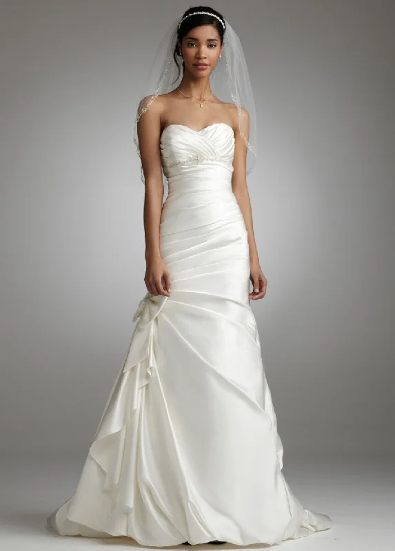 Online Specials David's Bridal Satin Fit and Flare Gown with Bow Detail