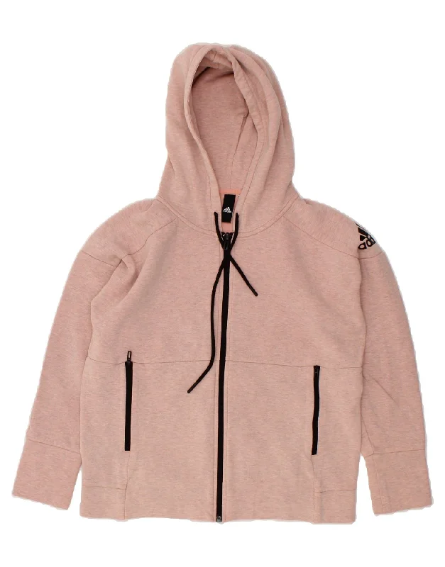 Extra Savings ADIDAS Womens Graphic Zip Hoodie Sweater UK 16 Large Pink Flecked