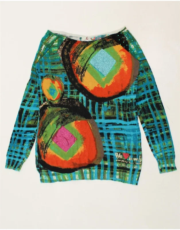 Steals and Deals DESIGUAL Womens Boat Neck Jumper Sweater UK 12 Medium Multicoloured Steals and Deals DESIGUAL Womens Boat Neck Jumper Sweater UK 12 Medium Multicoloured