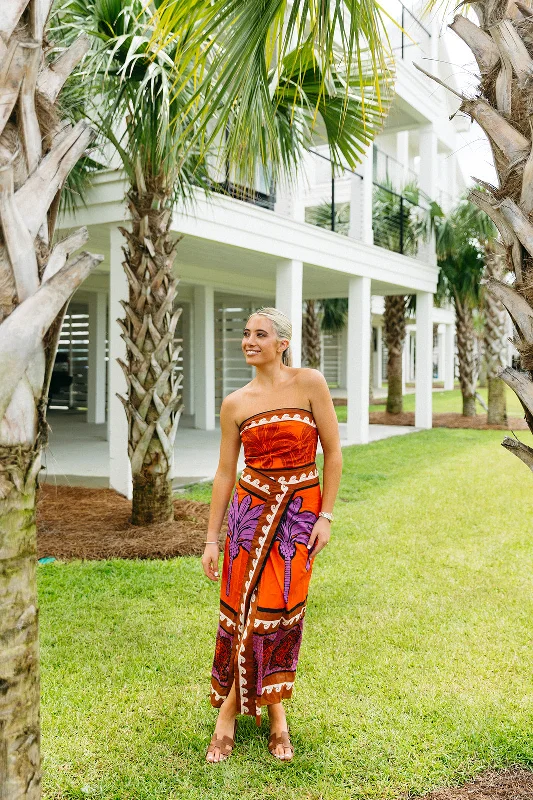 Limited Quantity Caribbean Midi Dress - Orange/Multi