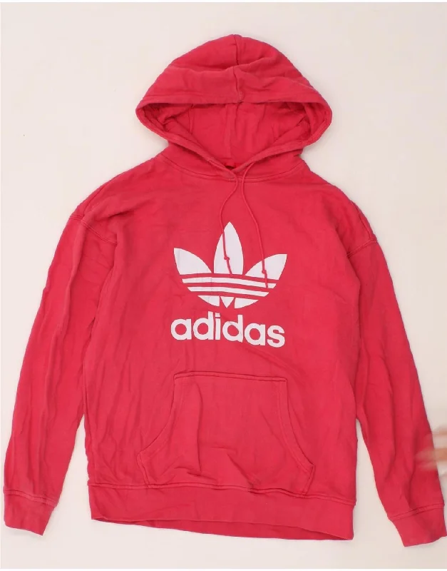 The Best Prices ADIDAS Womens Graphic Hoodie Jumper UK 16 Large Pink Cotton