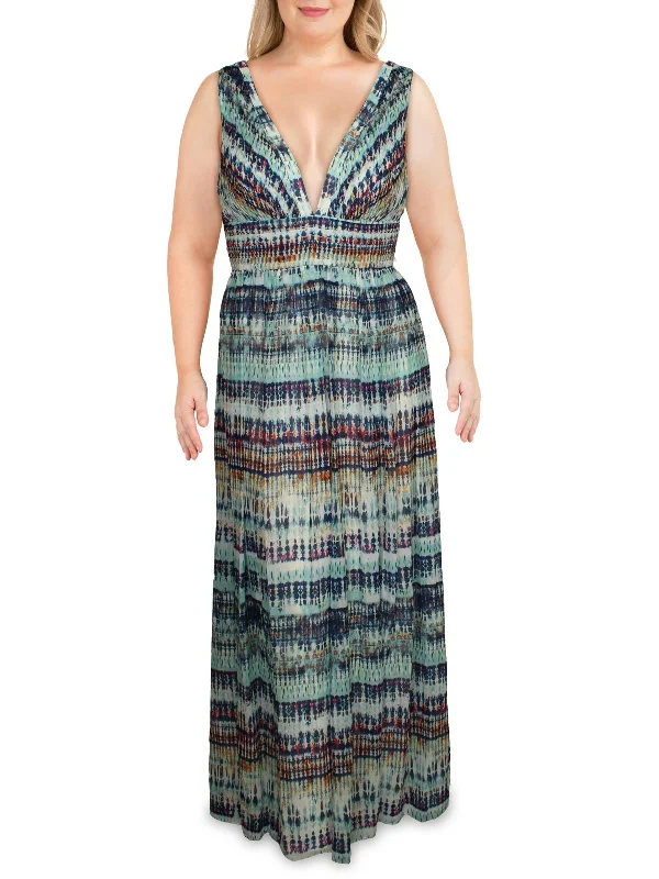 Price Fest Womens Printed V-Neck Maxi Dress