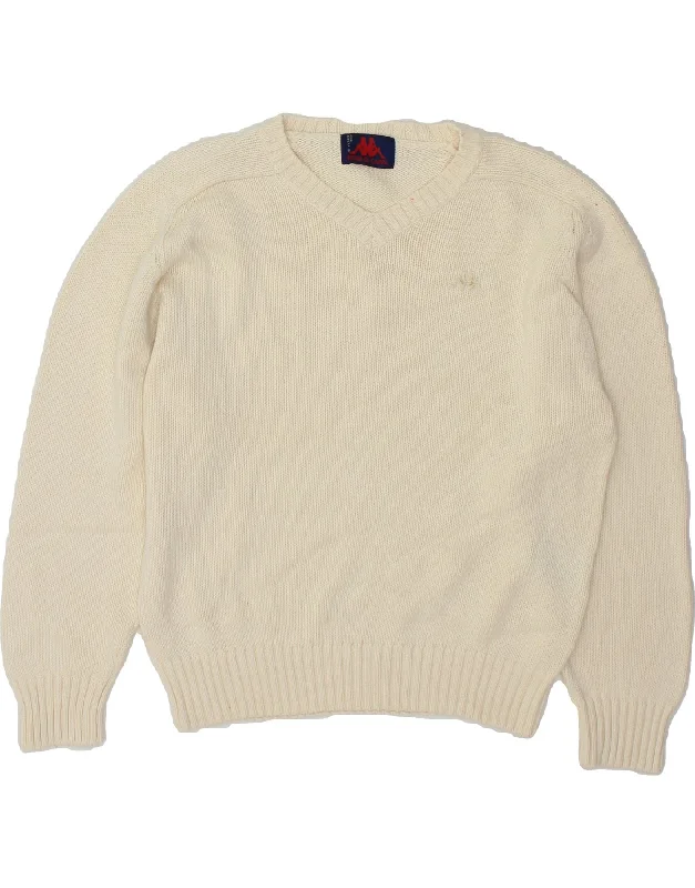 Limited Time KAPPA Womens V-Neck Jumper Sweater UK 16 Large Beige Cotton