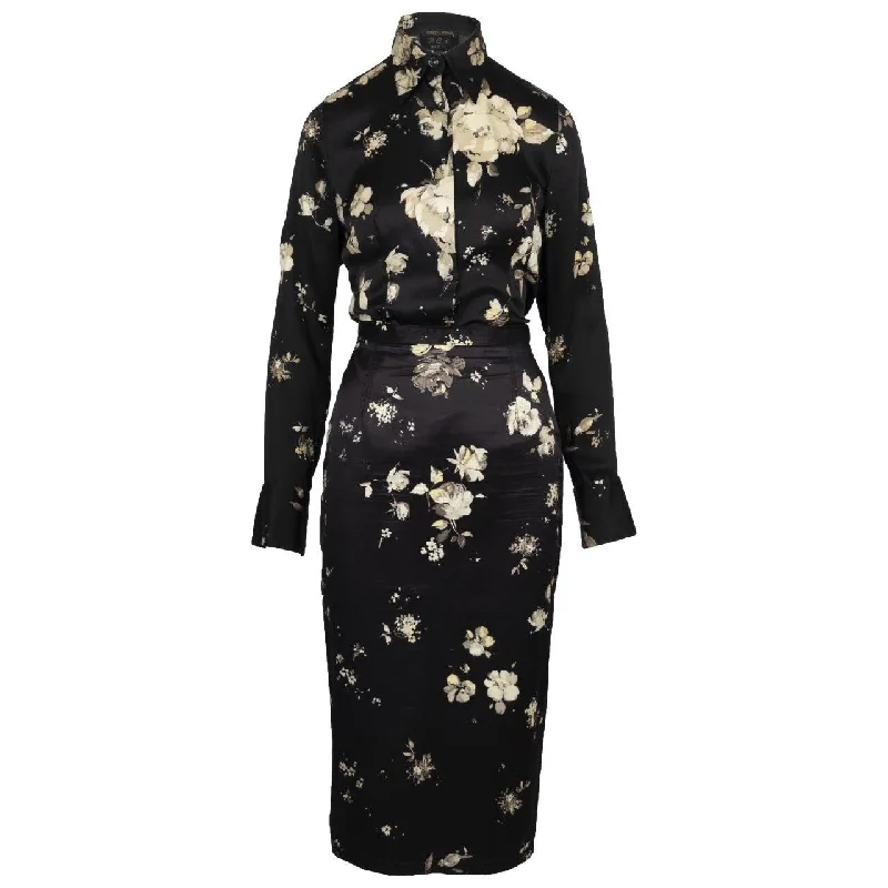 Mega Sale Vivienne Westwood Black Flower Printed Skirt And Top Suit