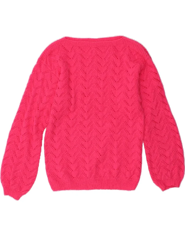 Today’s Deal VINTAGE Womens Boat Neck Jumper Sweater UK 14 Medium Pink