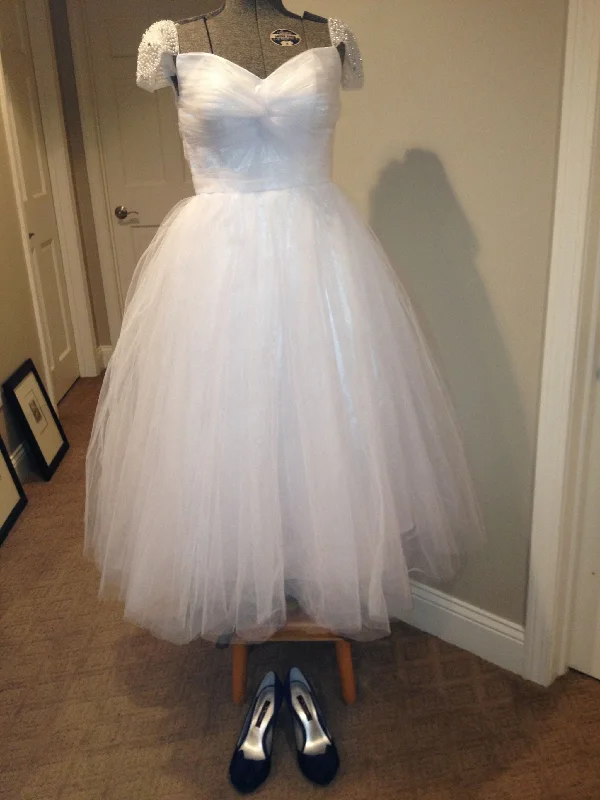 Time-Limited Offer Other White Tulle Tea Length, Reem Acra Inspired