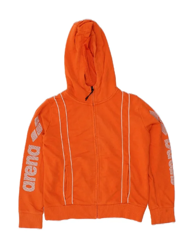 Final Clearance ARENA Womens Graphic Zip Hoodie Sweater UK 12 Medium Orange Cotton