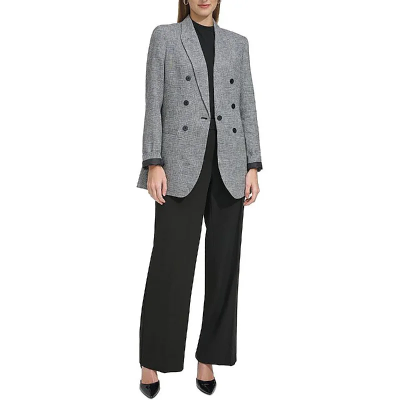 Great Bargains Womens Linen Blend Check One-Button Blazer