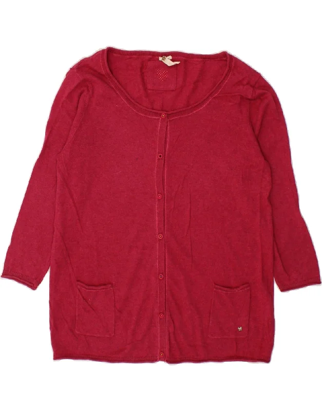 Weekend Special WHITE STUFF Womens Cardigan Sweater UK 14 Medium Red Cotton