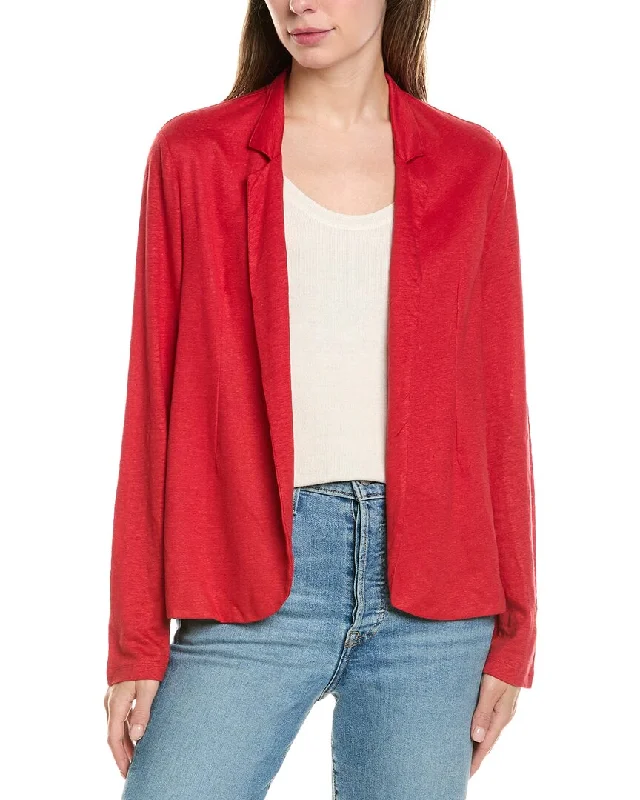 Last Chance Majestic Filatures Stretch Open Cut Out Linen-Blend Jacket