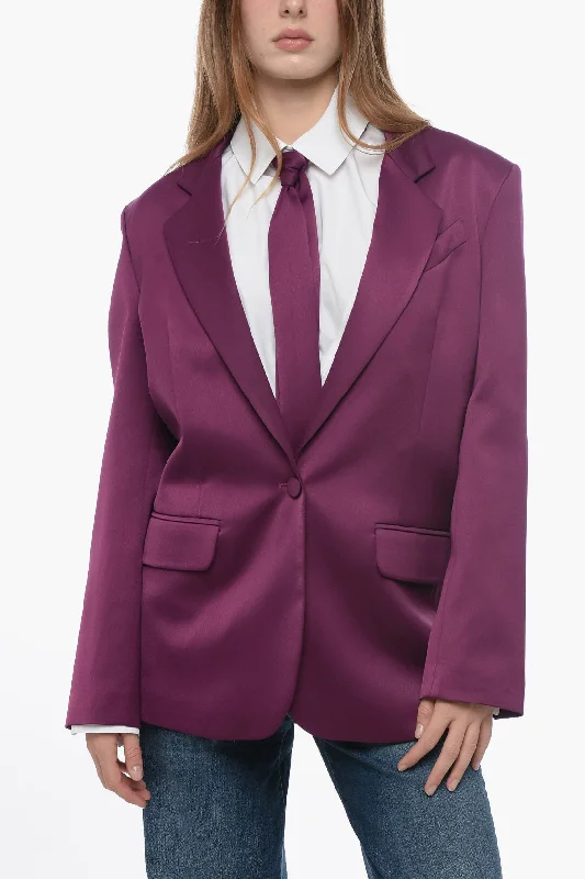 Deal Dash Hebe Studio Satin The Lover Blazer With Cordinated Tie 38 Italian Size