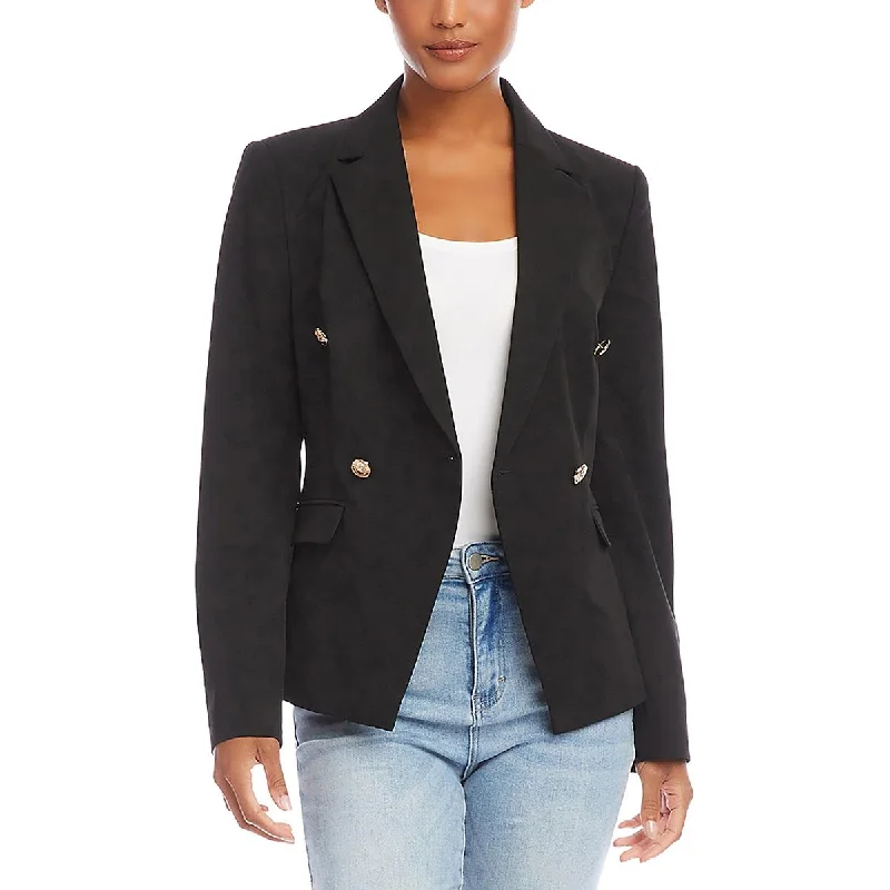 New Markdowns Womens Shoulder Pads Fitted One-Button Blazer