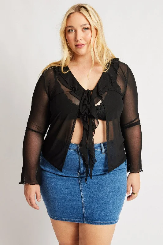 Price Drop Black Frill Bolero Tie Jacket
