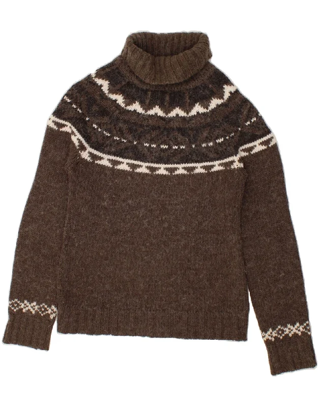 Exclusive Savings ORSAY Womens Roll Neck Jumper Sweater UK 14 Large Brown Fair Isle