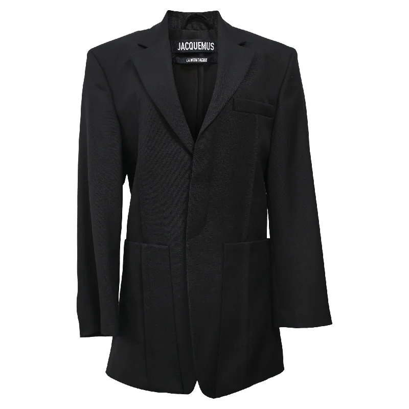 Deep Discounts Jacquemus La Montagne D'Homme Single-Breasted Blazer in Black Wool