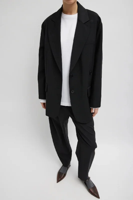 Seasonal Clearance Tibi Tropical Wool Liam Blazer - Black