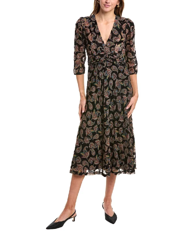 Super Deal ba&sh Velvet Burnout Midi Dress