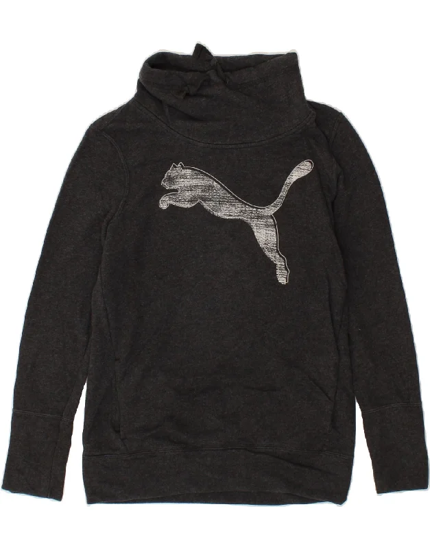 Clearance Sale PUMA Womens Graphic Sweatshirt Jumper UK 10 Small  Grey Cotton
