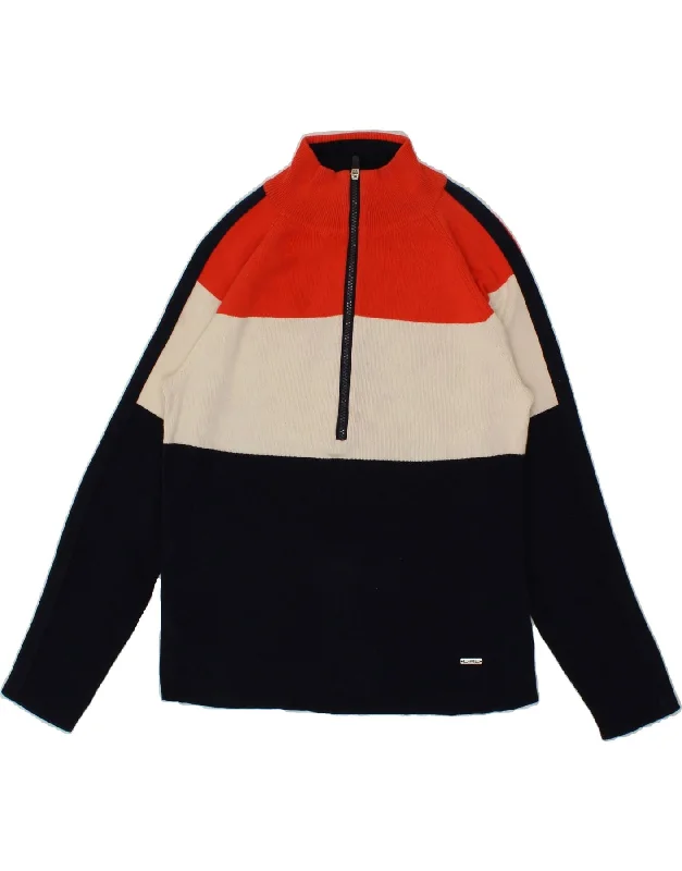 Shop and Save RALPH LAUREN Womens Zip Neck Jumper Sweater UK 14 Large Multicoloured