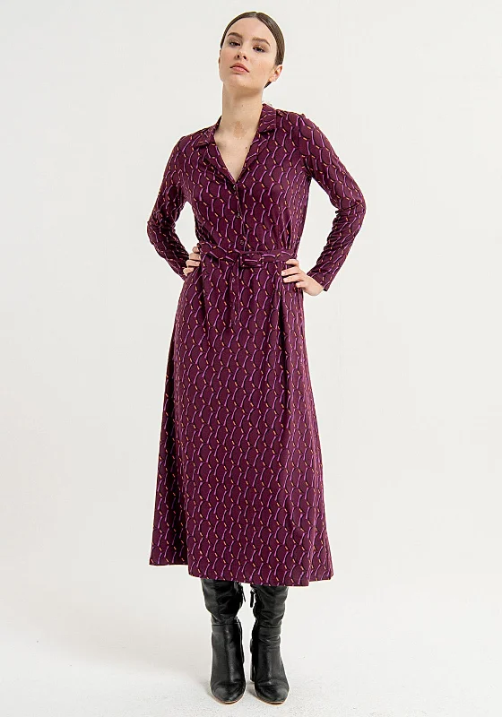 Blowout Deals Surkana Abstract Print Shirt Style Midi Dress, Plum