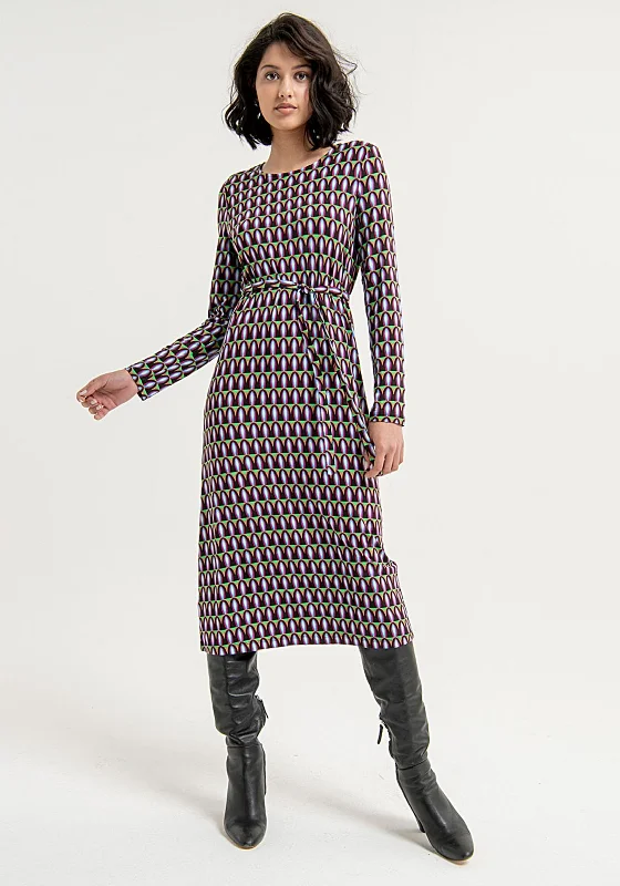 Deal of the Week Surkana Belted Waist Unique Print Midi Dress, Multi