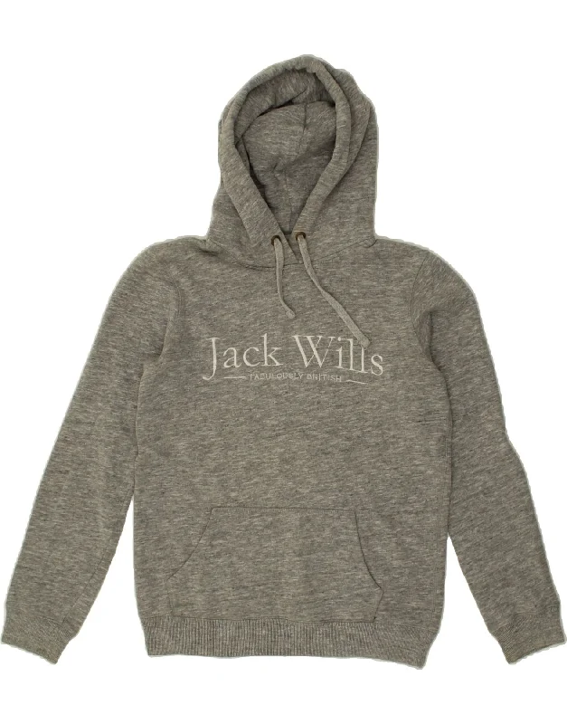 Loyalty Reward JACK WILLS Womens Graphic Hoodie Jumper UK 10 Small Grey Flecked Cotton Loyalty Reward JACK WILLS Womens Graphic Hoodie Jumper UK 10 Small Grey Flecked Cotton
