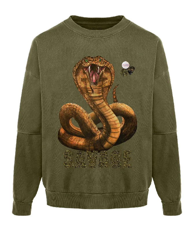 Great Bargains Sweatshirt roller kaki "SAVAGE"