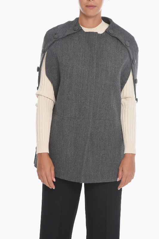Don't Wait Jil Sander Virgin Wool Cape With Button Detailing 42 Italian Size