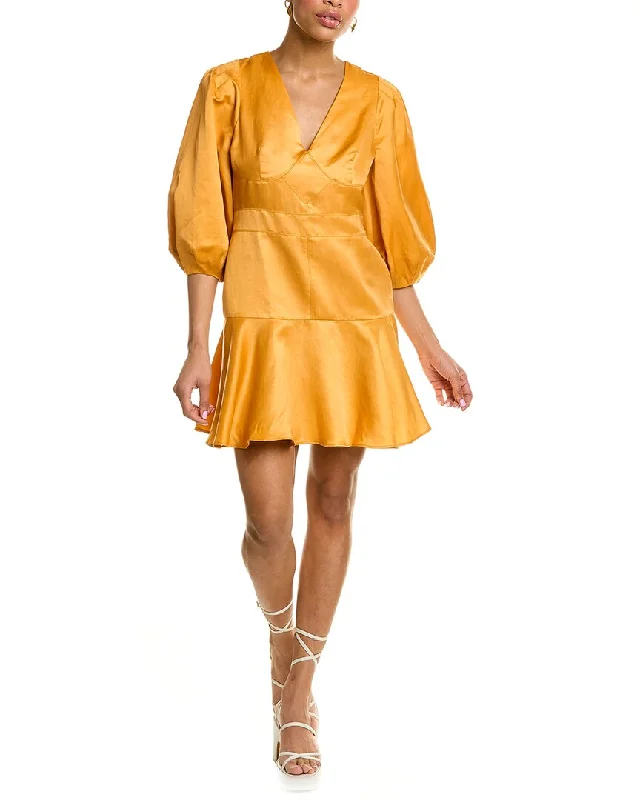 Steals and Deals Ted Baker Topstitch Linen-Blend Mini Dress