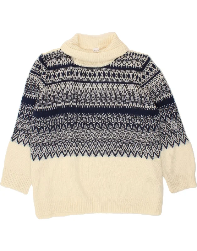 Discount Extravaganza VINTAGE Womens Roll Neck Jumper Sweater US 22 2XL Off White Fair Isle Discount Extravaganza VINTAGE Womens Roll Neck Jumper Sweater US 22 2XL Off White Fair Isle