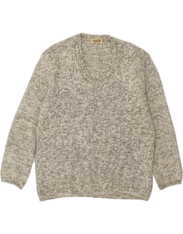 Limited Availability MODEN Womens V-Neck Jumper Sweater IT 46 Large Grey