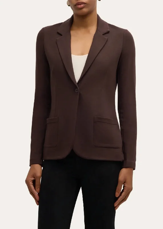 Deal of the Week French Terry Fleece One-Button Blazer In Coffee