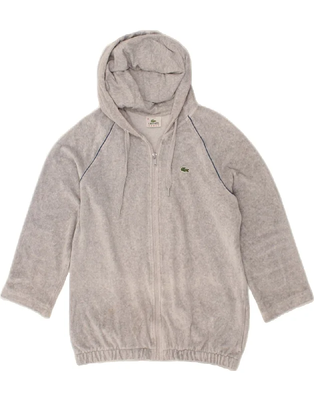 Unbeatable Prices LACOSTE Womens Zip Hoodie Sweater Size 42 Large Grey Cotton
