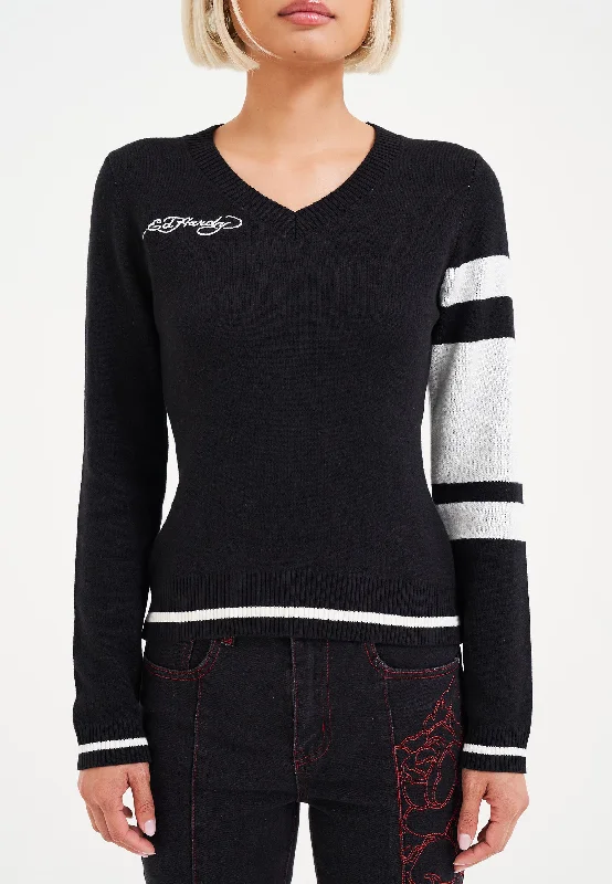 Clearance Sale Womens Kills Slowly V Neck Jumper - Black