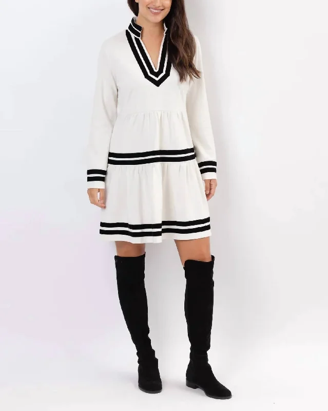 Instant Discount Long Sleeve Fit & Flare Tunic Dress in Winter White