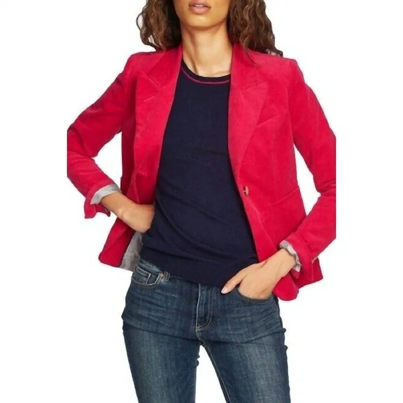Reduced Prices Corduroy Gold Buttons Crop Blazer In Pink