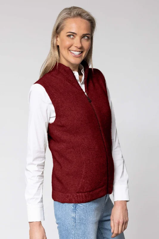 Overstock Noble Wilde - Gilet Vest in Merino Wool and Possum Fur, Sangria