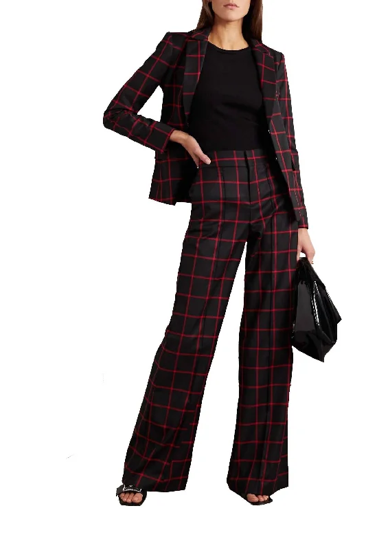 Final Markdown Mya Notch Collar Twill Blazer In Black/perfect Ruby