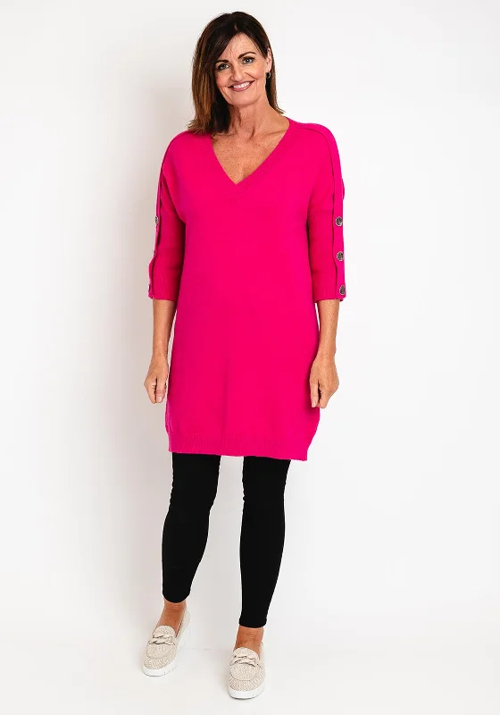 TIME-Limited Offer Eva Kayan Soft Knit Knee Length Jumper Dress, Fuchsia