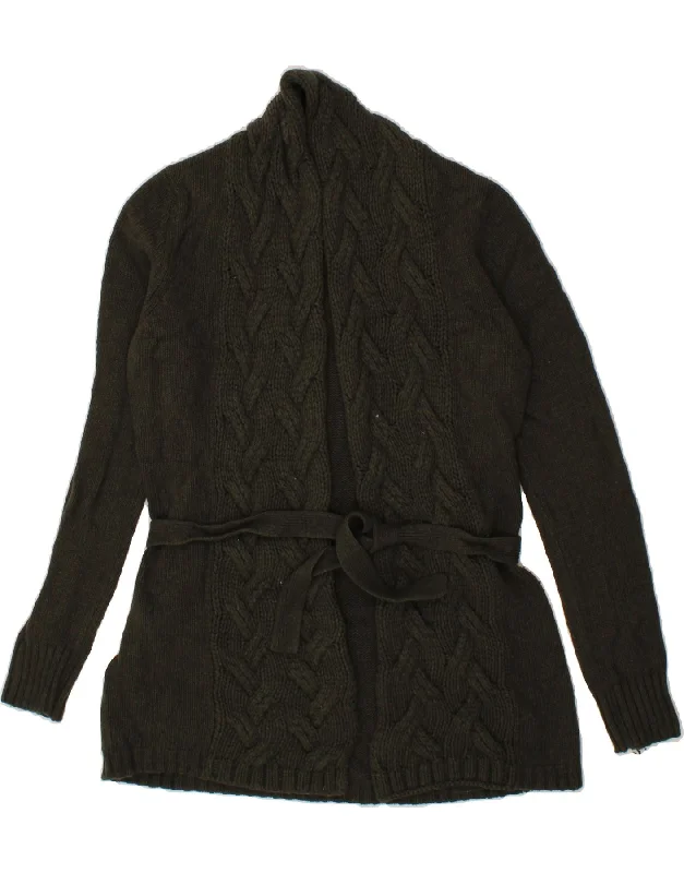 Holiday Sale MASSIMO DUTTI Womens Front Tie Cardigan Sweater UK 16 Large Green Wool
