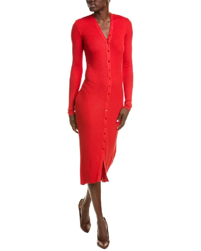 Seasonal Sale Enza Costa Ribbed Silk-Blend Midi Cardigan Dress
