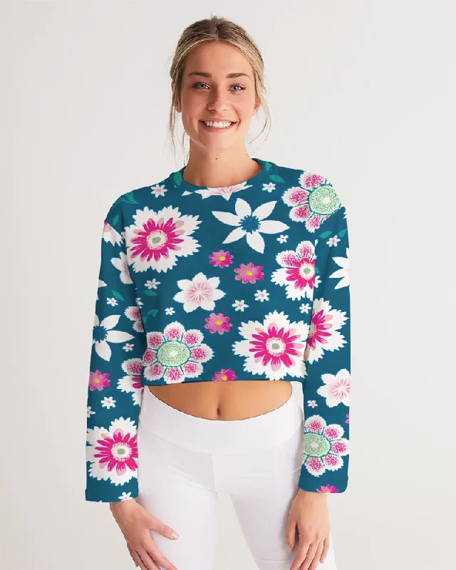 Daily Specials Beautiful floral pattern Women's All-Over Print Cropped Sweatshirt