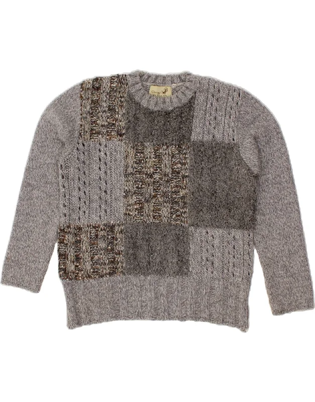 Crazy Savings O'NEILL Womens Crew Neck Jumper Sweater UK 3 Small Grey Patchwork