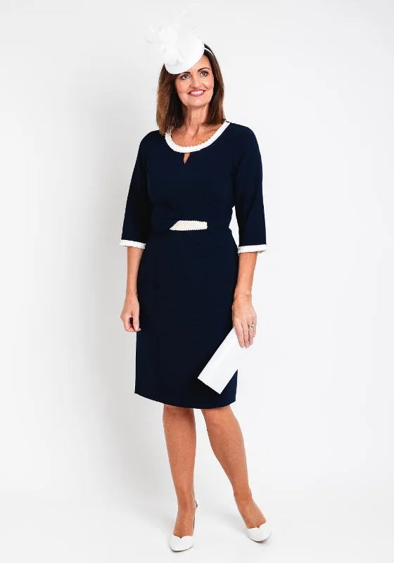 Price Cut Lizabella Pearl Trim Pencil Midi Dress, Navy
