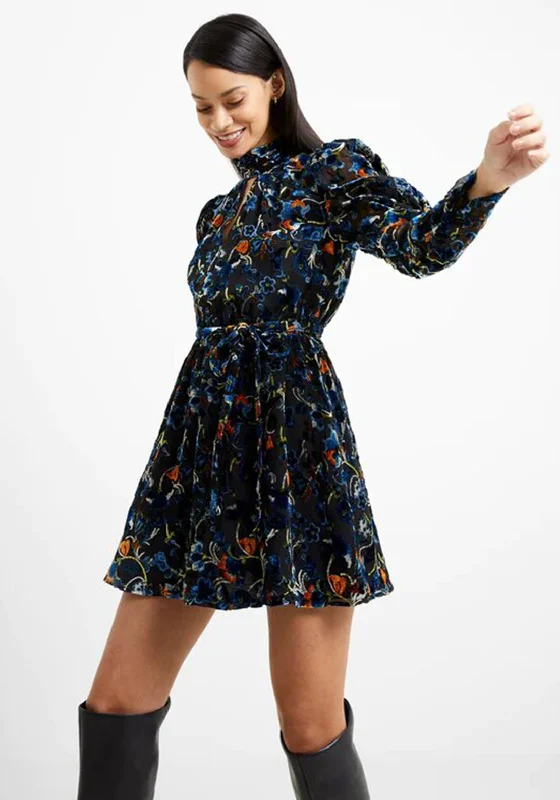Best Deals French Connection Avery Burn-Out Mini Dress, Blackout