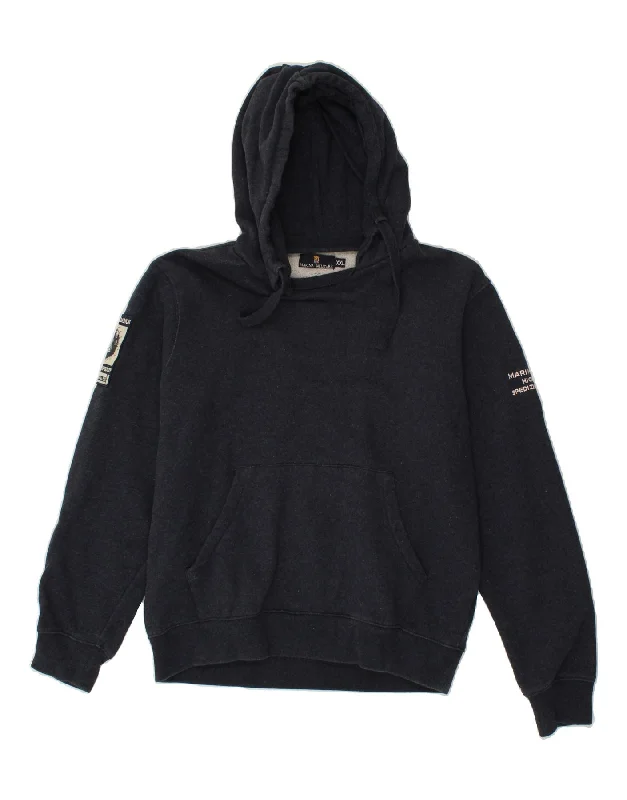Now or Never MARINA MILITARE Womens Graphic Hoodie Jumper UK 20 2XL Navy Blue Cotton Now or Never MARINA MILITARE Womens Graphic Hoodie Jumper UK 20 2XL Navy Blue Cotton