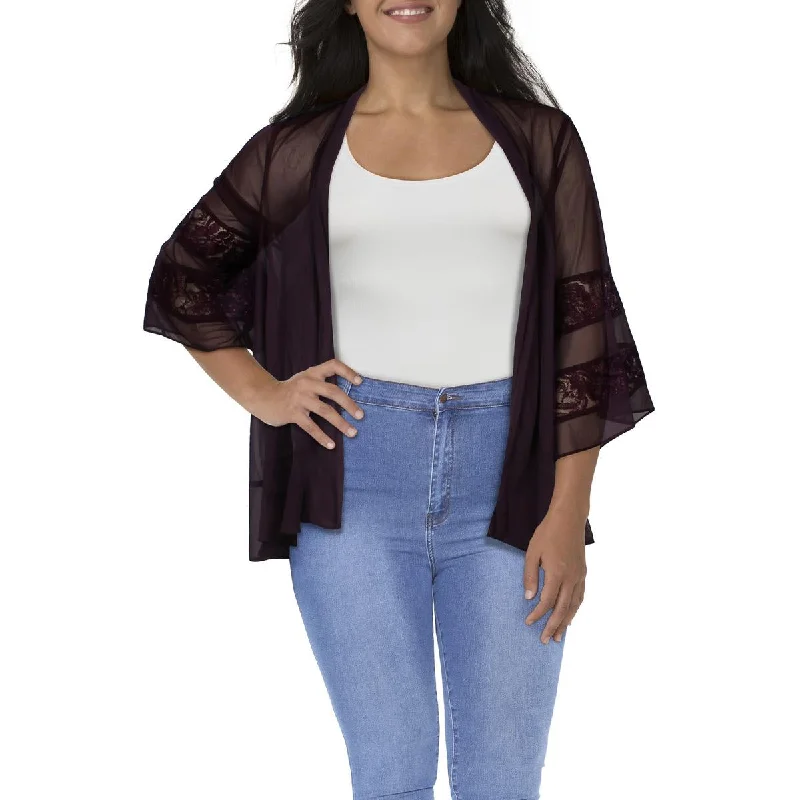 Lowest Price Plus Womens Mesh Bell Sleeves Duster Blazer