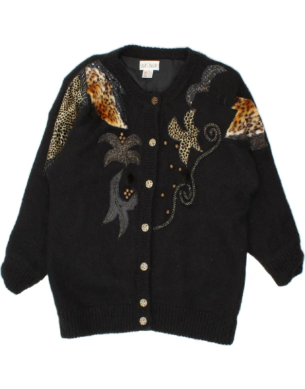 Reduced Prices VINTAGE Womens Longline Cardigan Sweater IT 50/52 XL Black Animal Print Reduced Prices VINTAGE Womens Longline Cardigan Sweater IT 50/52 XL Black Animal Print