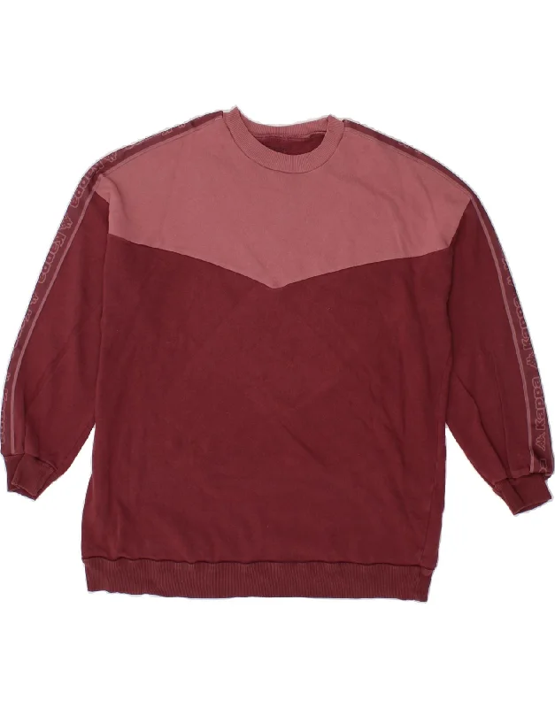 Stock Clearance KAPPA Womens Graphic Sweatshirt Jumper UK 16 Large Maroon Colourblock Stock Clearance KAPPA Womens Graphic Sweatshirt Jumper UK 16 Large Maroon Colourblock