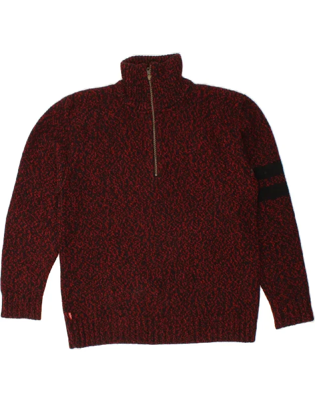 Huge Savings LEVI'S Womens Zip Neck Jumper Sweater UK 16 Large Red Flecked Lambswool Huge Savings LEVI'S Womens Zip Neck Jumper Sweater UK 16 Large Red Flecked Lambswool